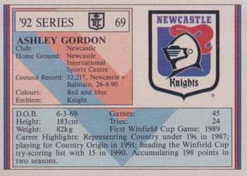 1992 Regina NSW Rugby League #69 Ashley Gordon Back